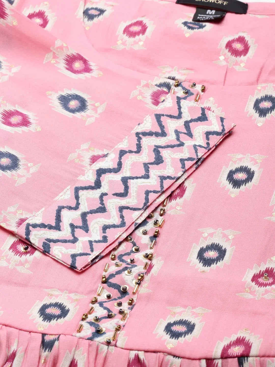 Pink Ethnic Print Women's Kurta Set | Indian Kurta Sets