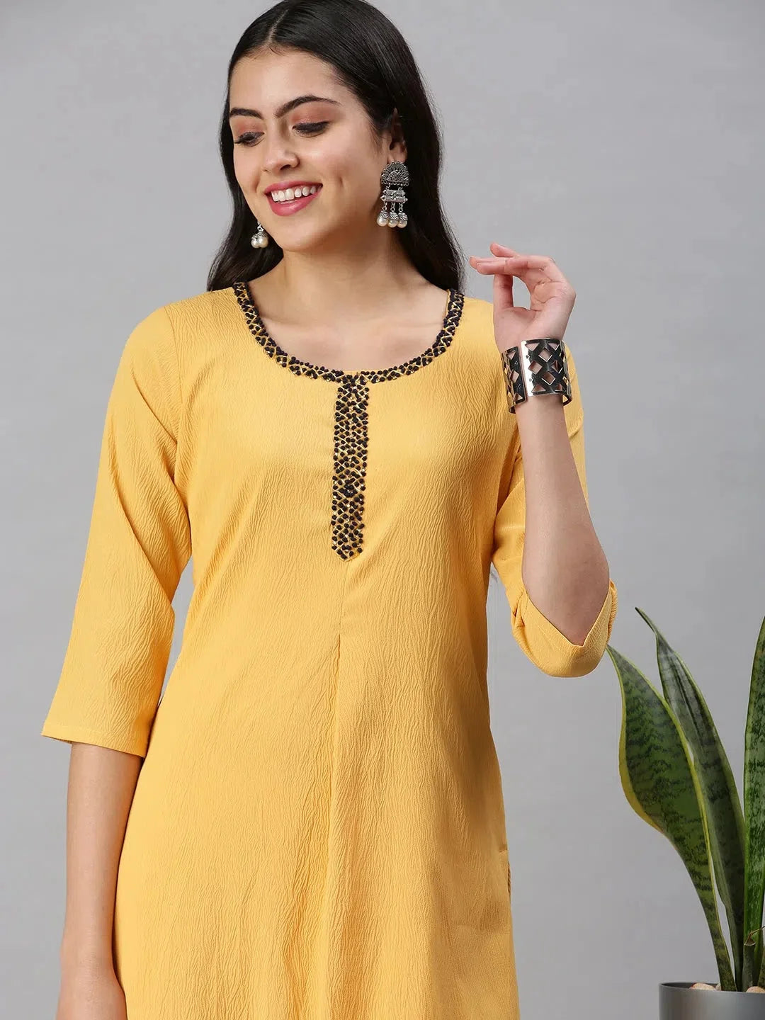 Yellow Solid Indian Kurta for Women - Stylish Nylon Kurtas