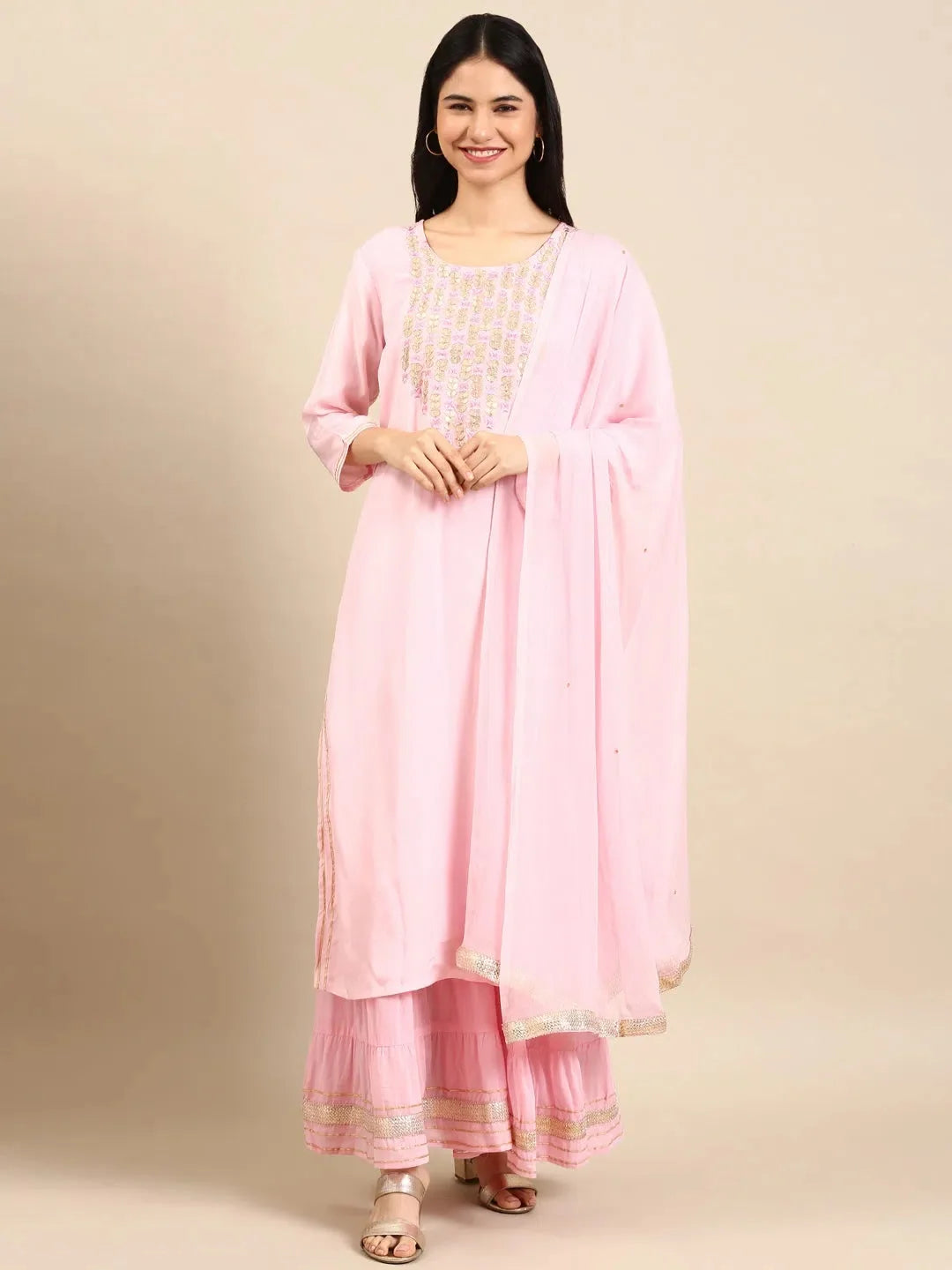 Elegant Pink Solid Women's Kurta Sets | Showoff