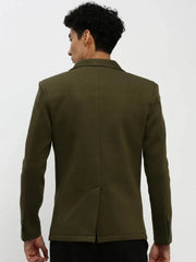 Men Green Solid Blazer-AR-57-Olive