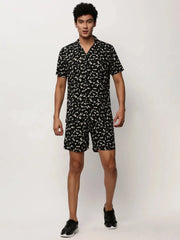 Men Black Printed Casual Co ords-AM-98-21-Black