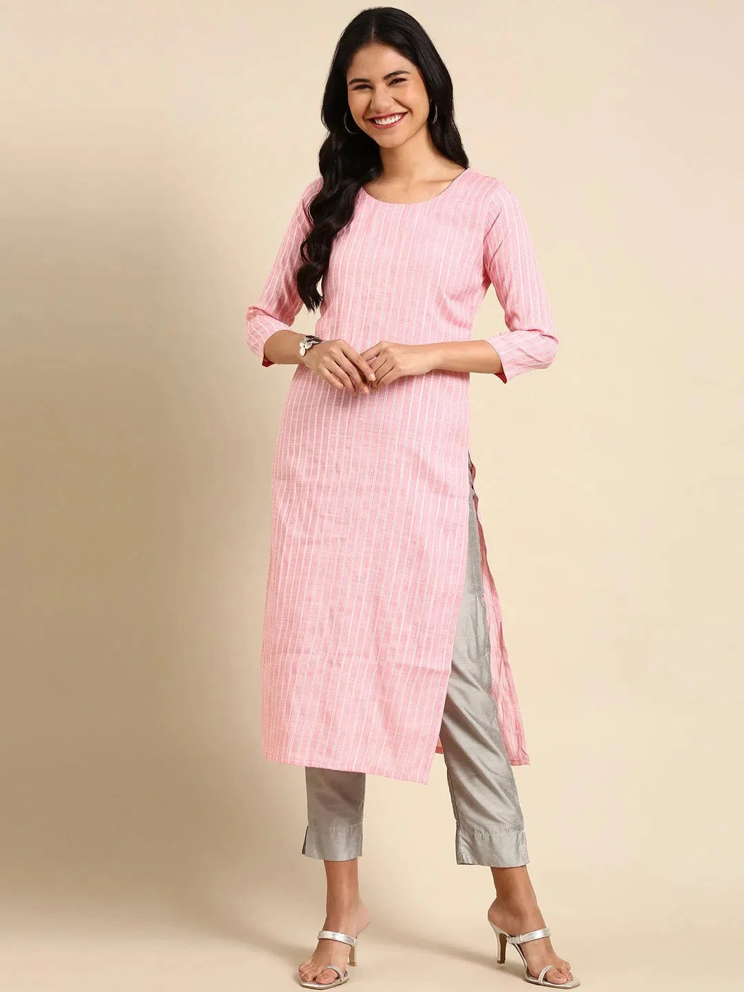 Pink Solid Kurta | Women's Indian Kurta | DesiQlo Fashion