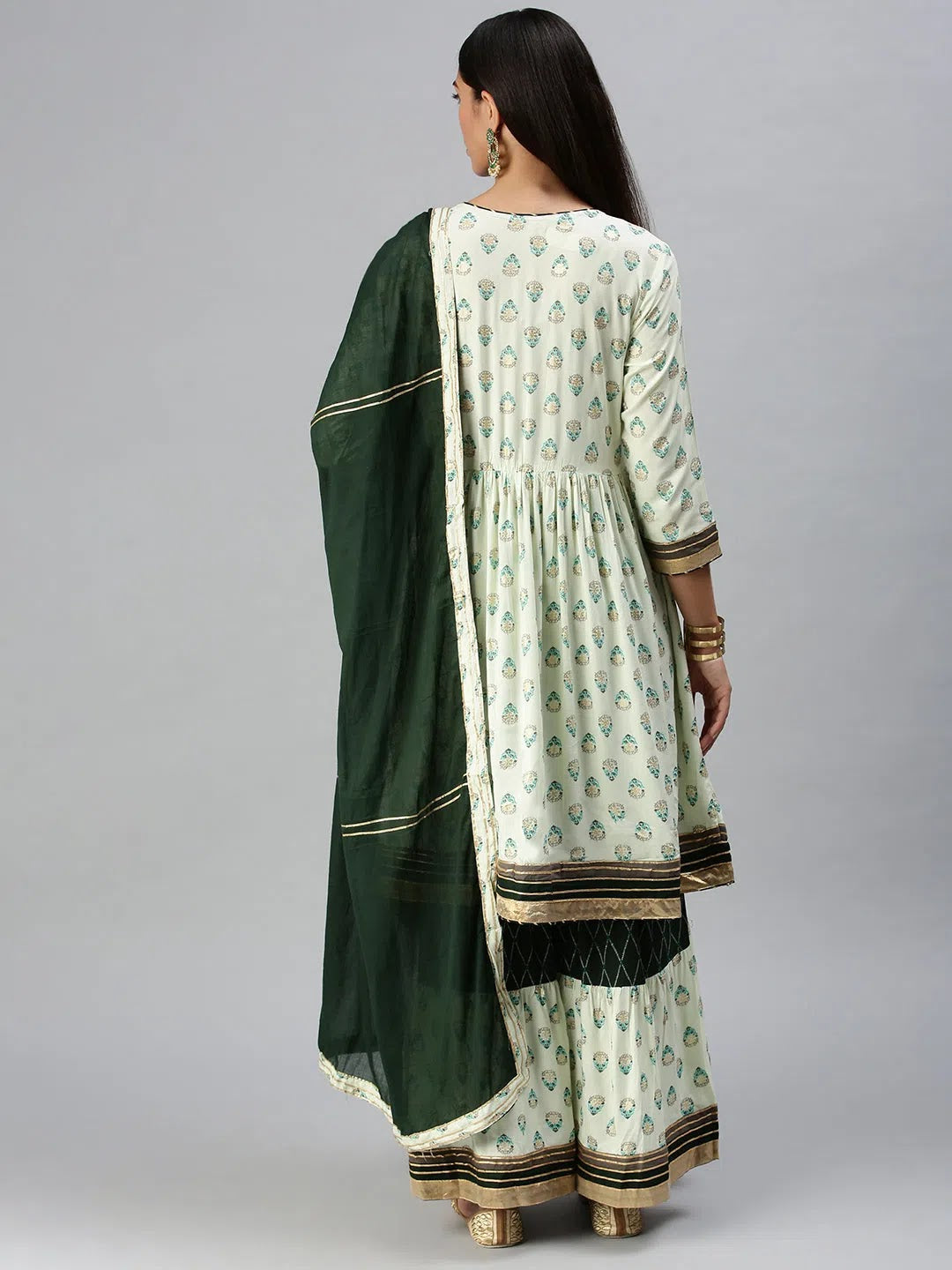 Green Printed Cotton Kurta Sets for Women | Indian Kurta Sets