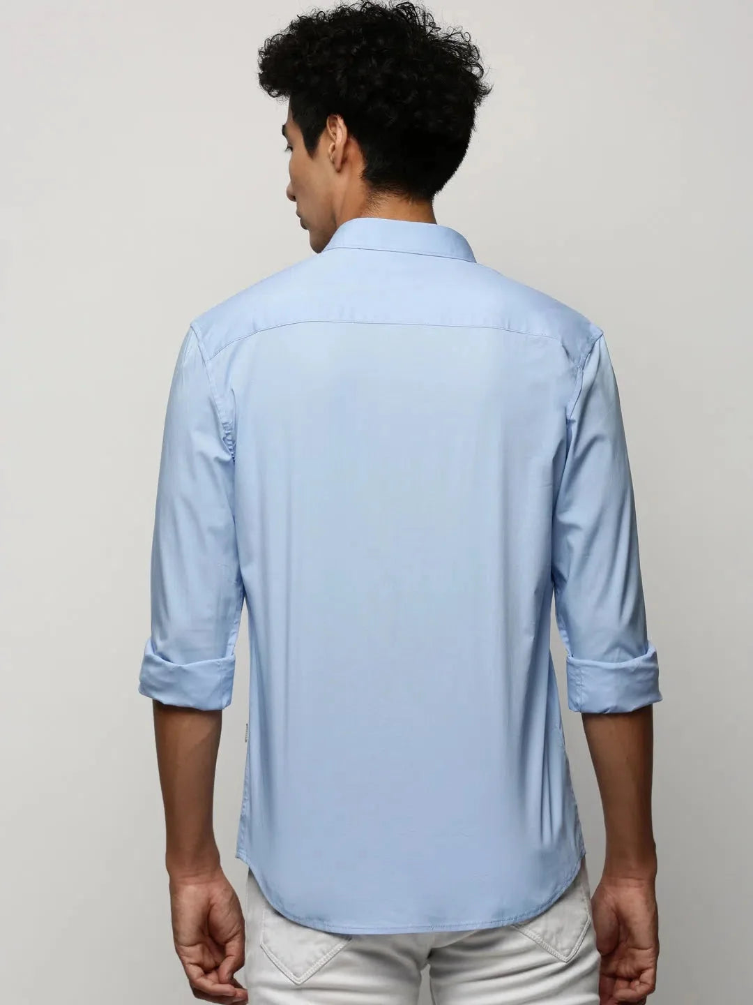 Men's Blue Solid Cotton Shirt | Casual & Formal Shirts
