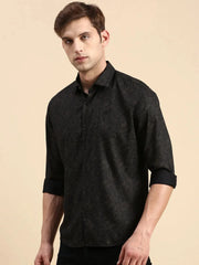 Men Black Printed Casual Shirt-DROSHPRINT-8191-Black