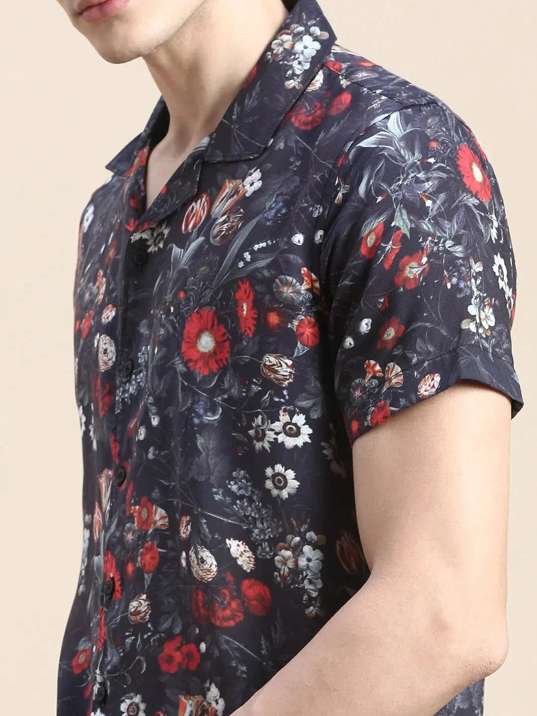 Black Printed Mens Co Ord Sets - Two Piece Casual Sets