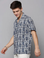 Men White Printed Casual Shirt-RESORTPRINT-3185-White