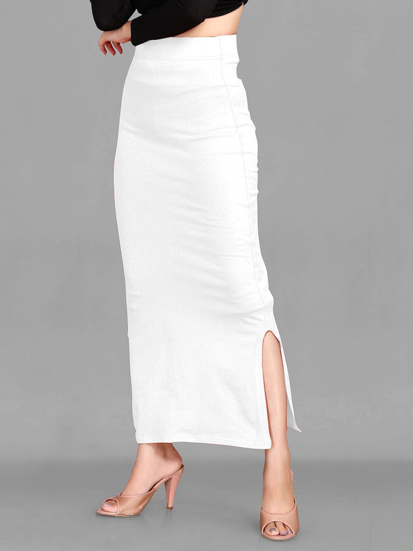 Women's White Lycra High Rise Saree Shapewear-16-PL-WHITE