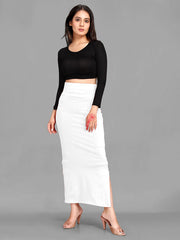Women's White Lycra High Rise Saree Shapewear-16-PL-WHITE