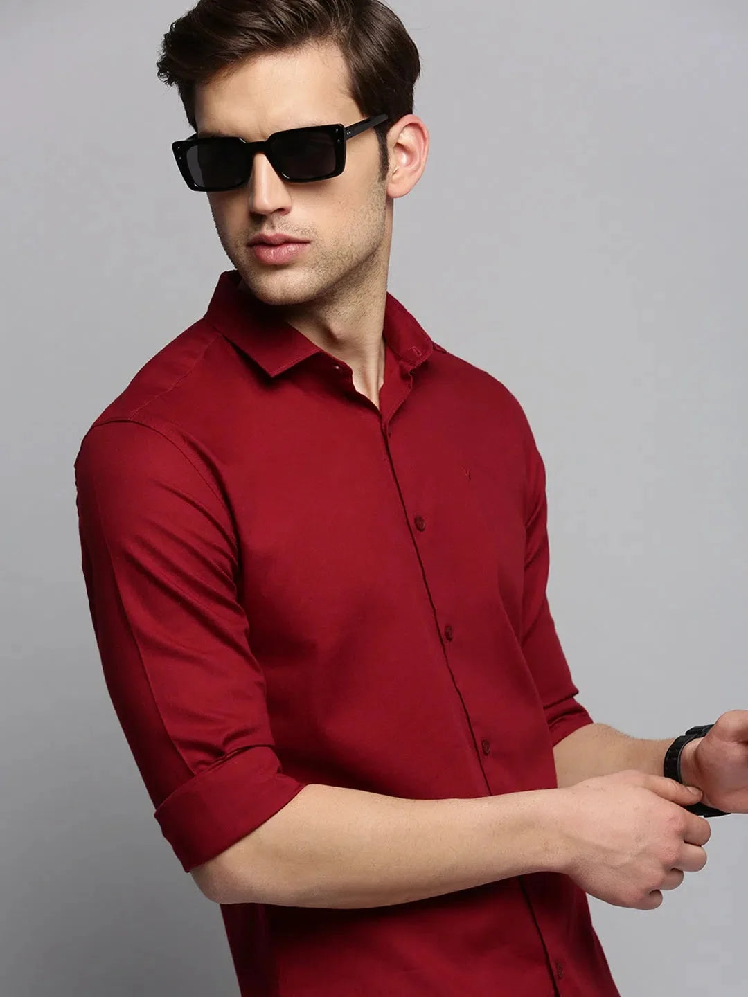 Men Maroon Solid Casual Shirt-SUPREMEPLAIN-1945-Maroon