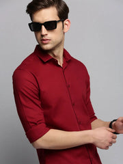 Men Maroon Solid Casual Shirt-SUPREMEPLAIN-1945-Maroon