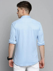 Men Blue Solid Casual Shirt-CARLOKNITS-3217-Blue
