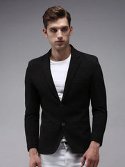 Men Black Solid Blazer-AR-021-Black