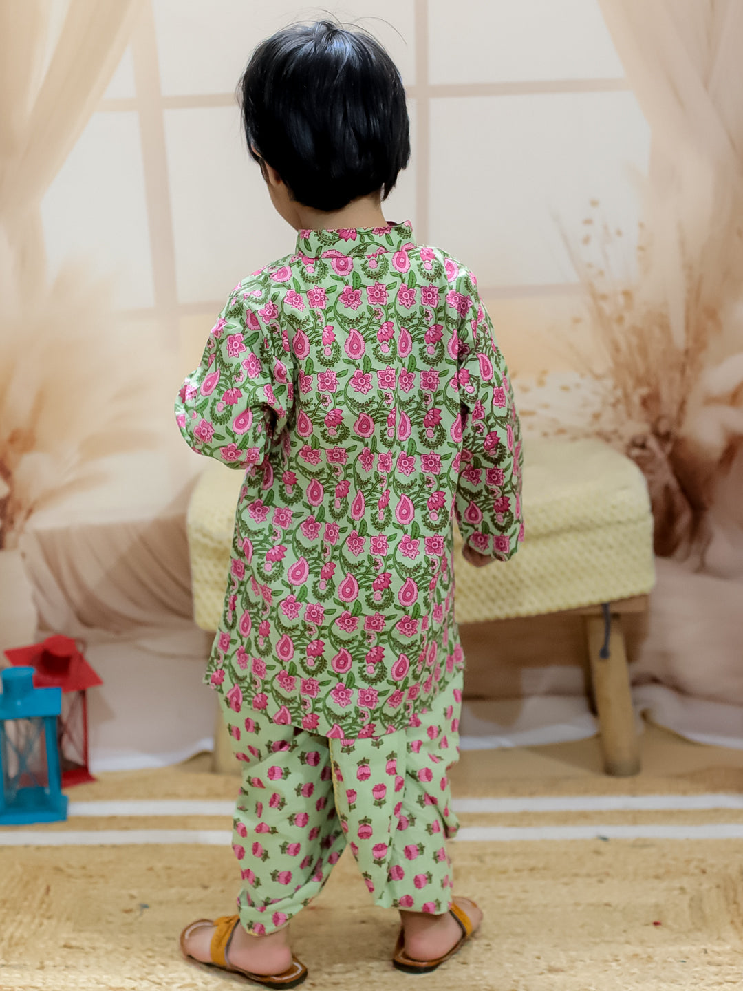 Dhoti Kurta Set for Boys - Green | BR24DK64GRA | DesiQlo