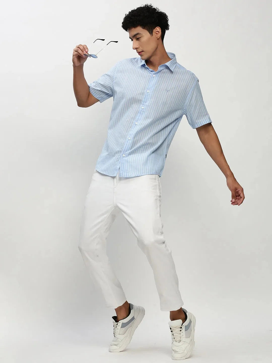 Elegant Blue Striped Mens Shirt - Cotton Casual Shirt | DesiQlo