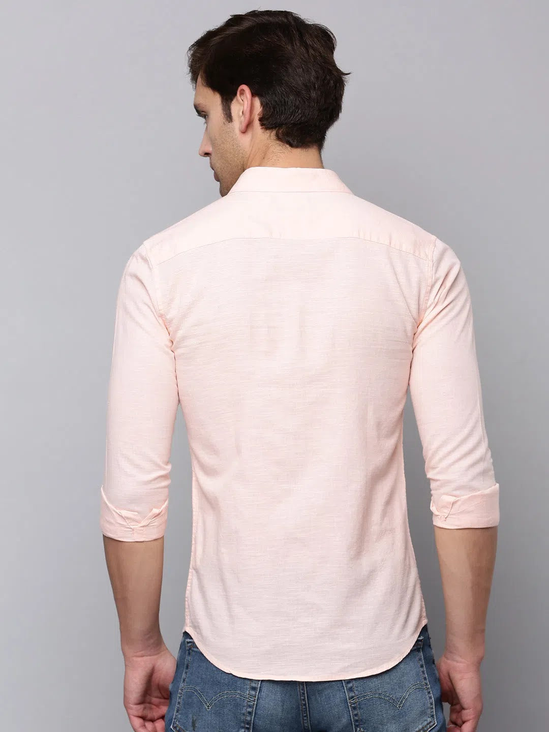 Peach Solid Mens Shirt - Casual Cotton Shirt | DesiQlo