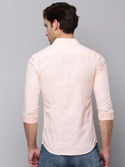 Men Peach Solid Casual Shirt-LARALILEN-3131-Peach