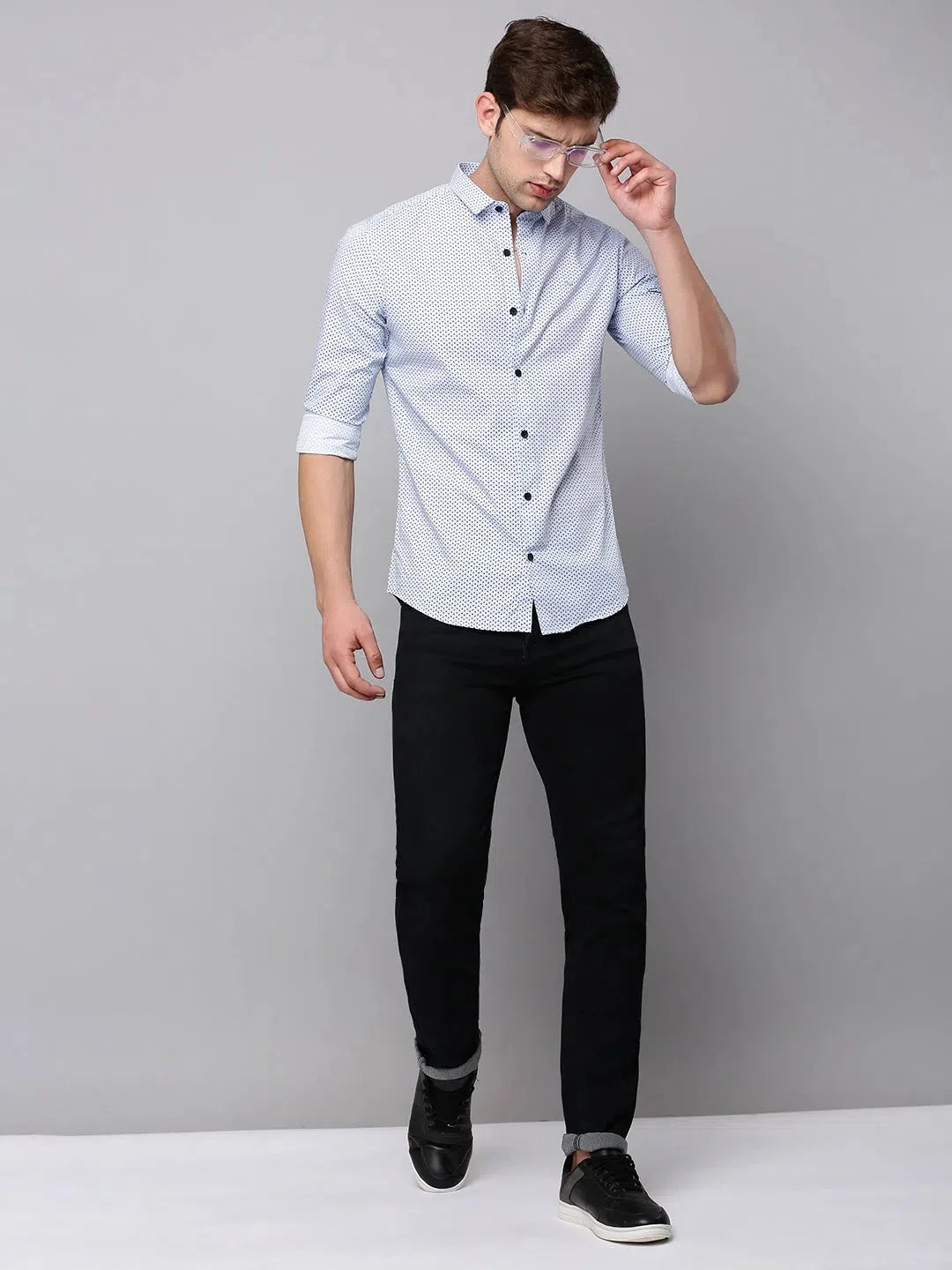 Blue Printed Cotton Mens Shirt - Casual & Stylish