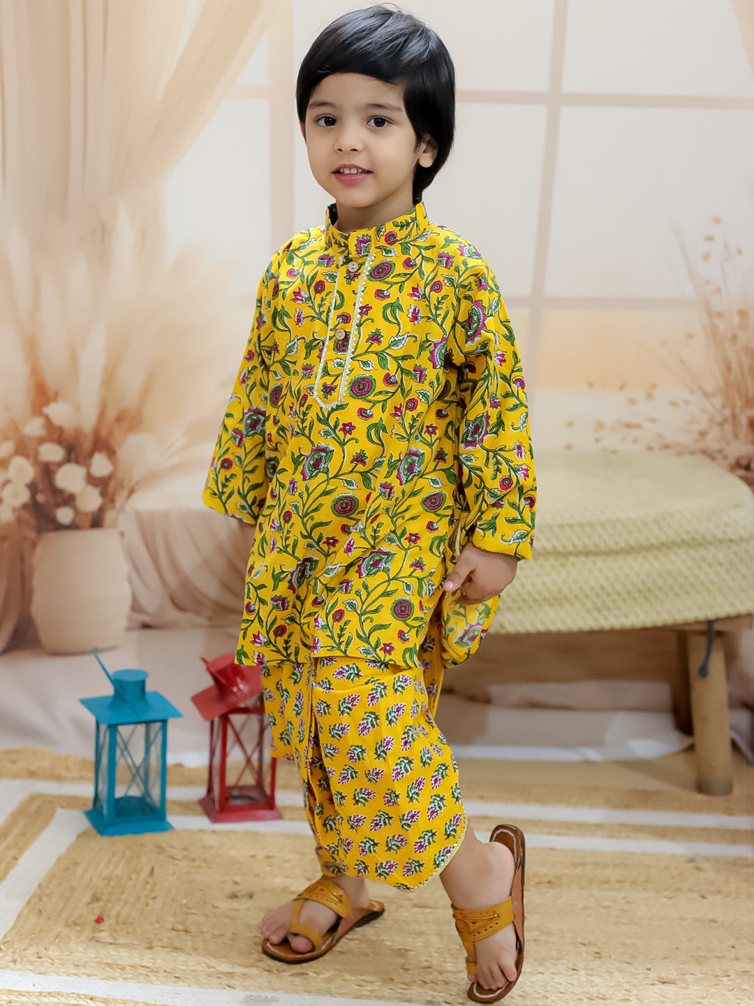 Dhoti Kurta Set for Boys - Yellow | BR24DK66YWA | DesiQlo