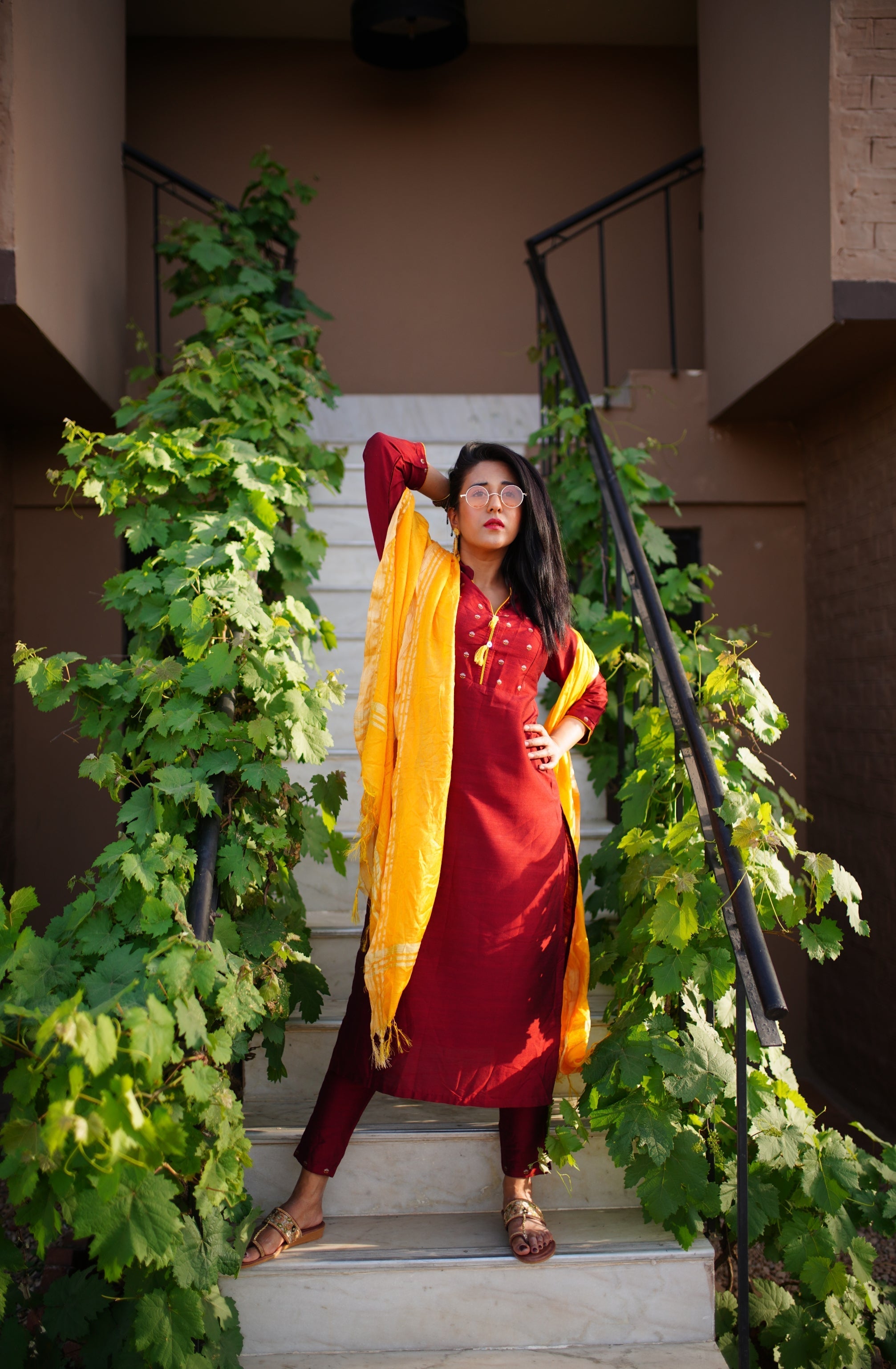 DesiQlo Women Kurta sets - Maroon