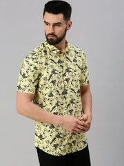 Men Yellow Solid Casual Shirt-ROSEPRINT-1046-Yellow