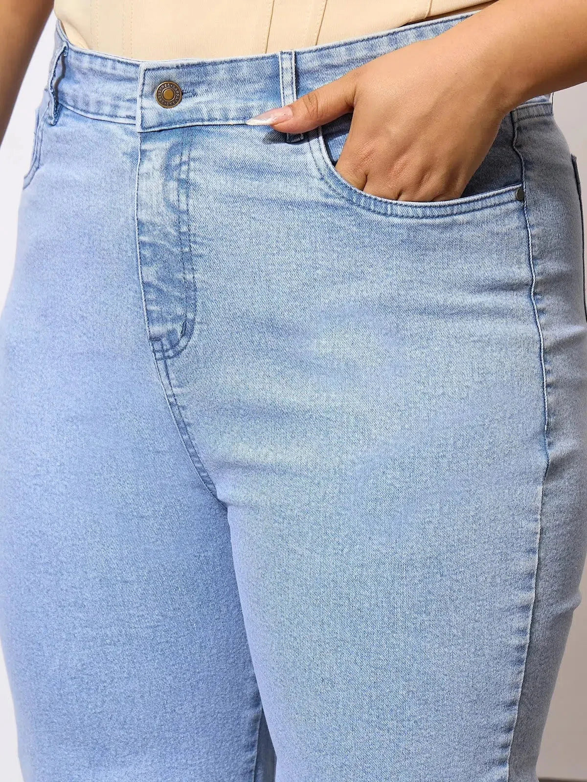 Ice Blue Acid Wash Mom Fit Jeans | Comfort Fit Denim