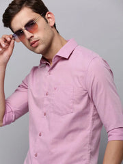 Men Mauve Solid Casual Shirt-JACOBLINEN-3283-Mauve