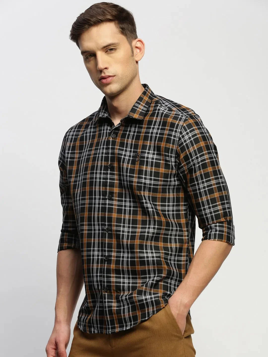 Men's Black Checkered Cotton Shirt | DesiQlo Polo Shirts