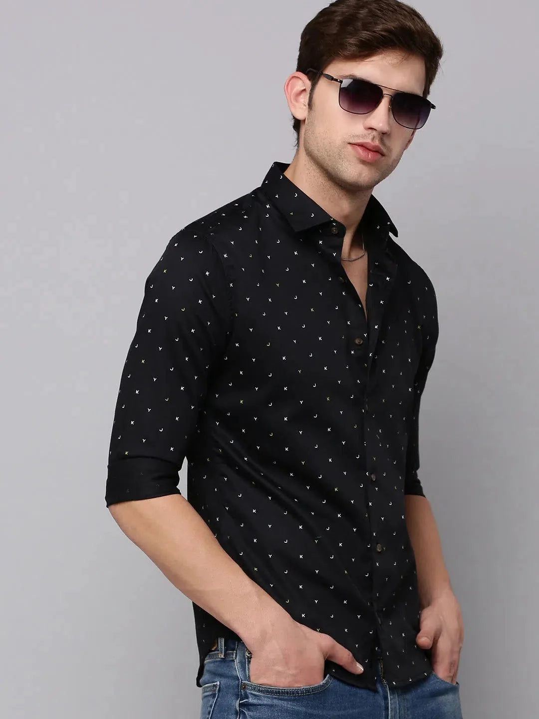 Black Printed Casual Shirt - DesiQlo Trendy Cotton Mens Shirt