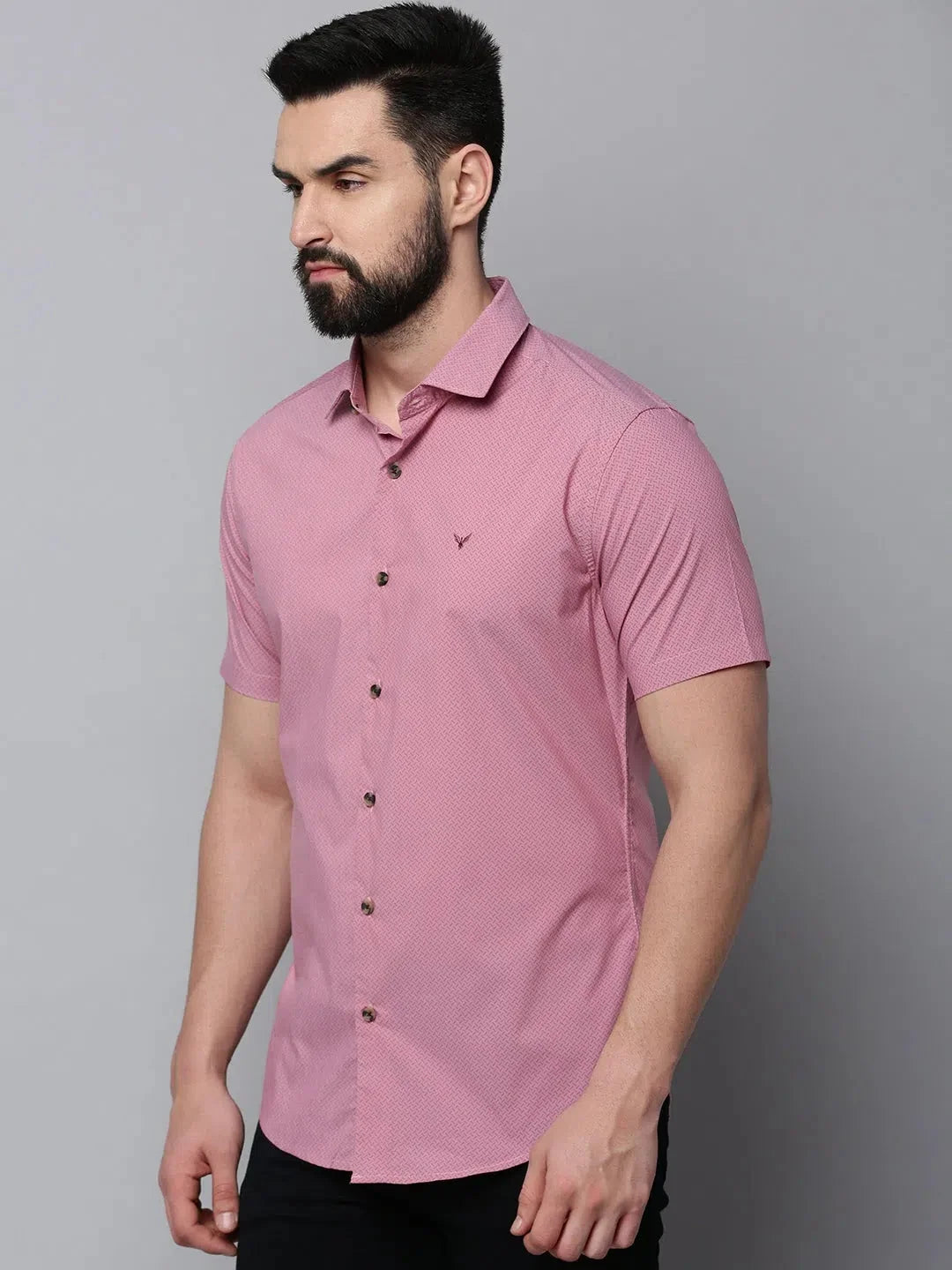 Mauve Printed Mens Shirt - Casual Cotton Shirt by DesiQlo