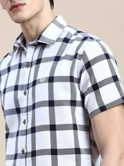 Men White Checked Casual Shirt-WILLACHECKS-99-White