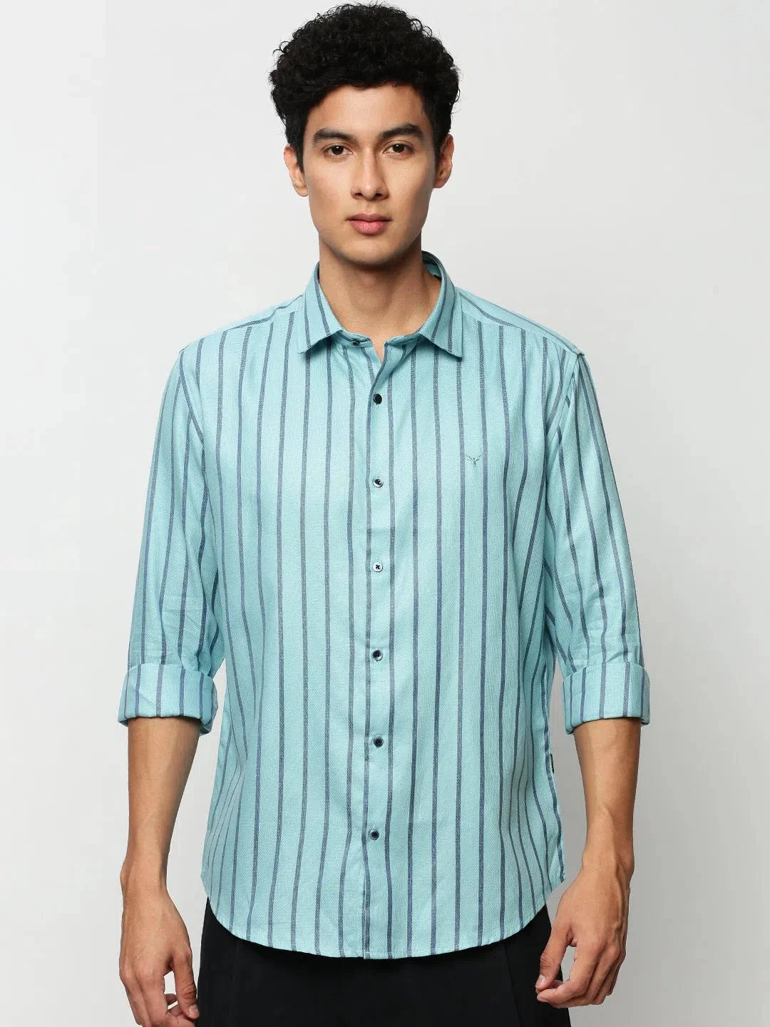 Blue Striped Cotton Mens Shirt - Casual Style | DesiQlo