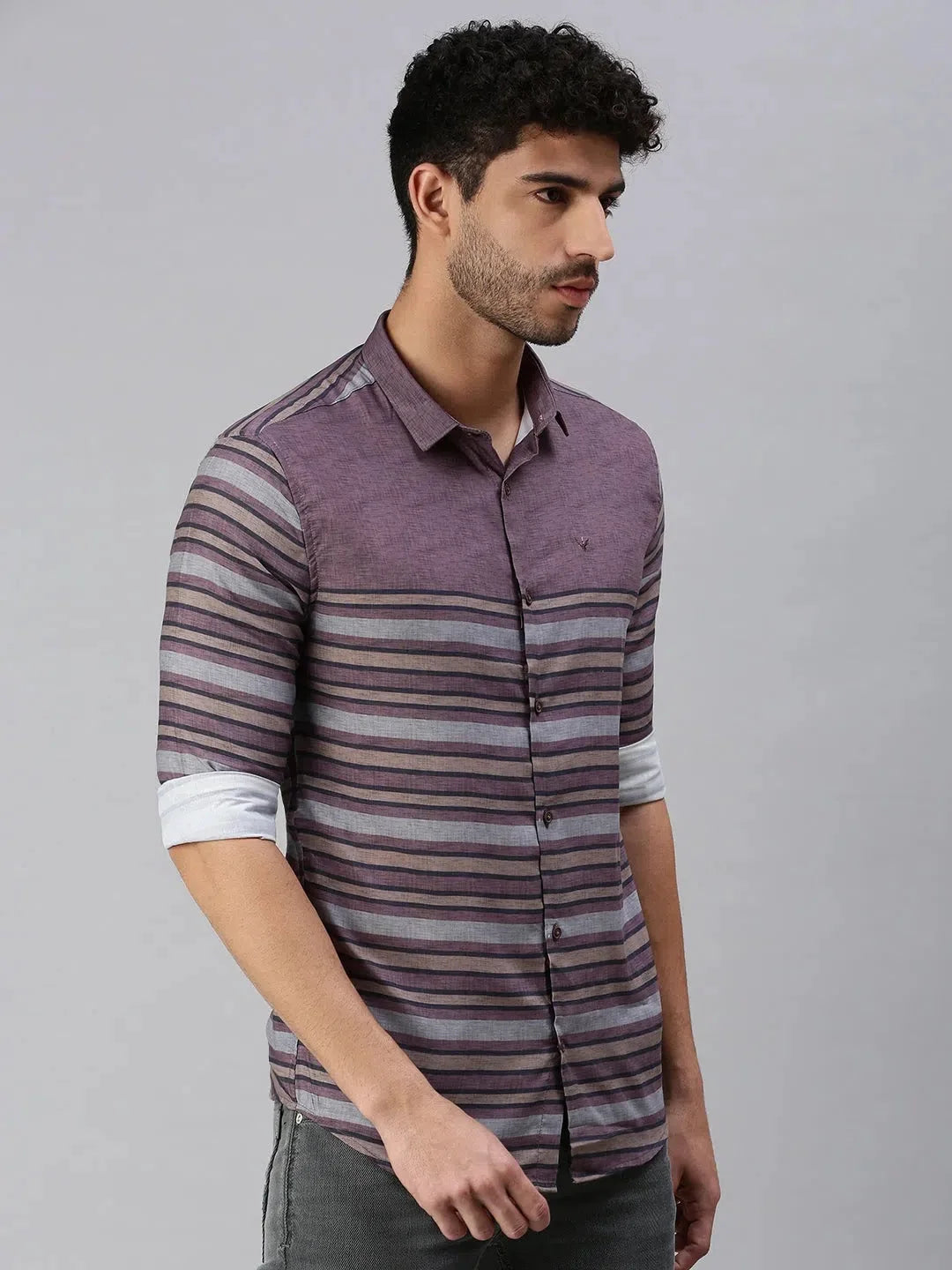 Mauve Striped Casual Shirt - Stylish Mens Shirt Online
