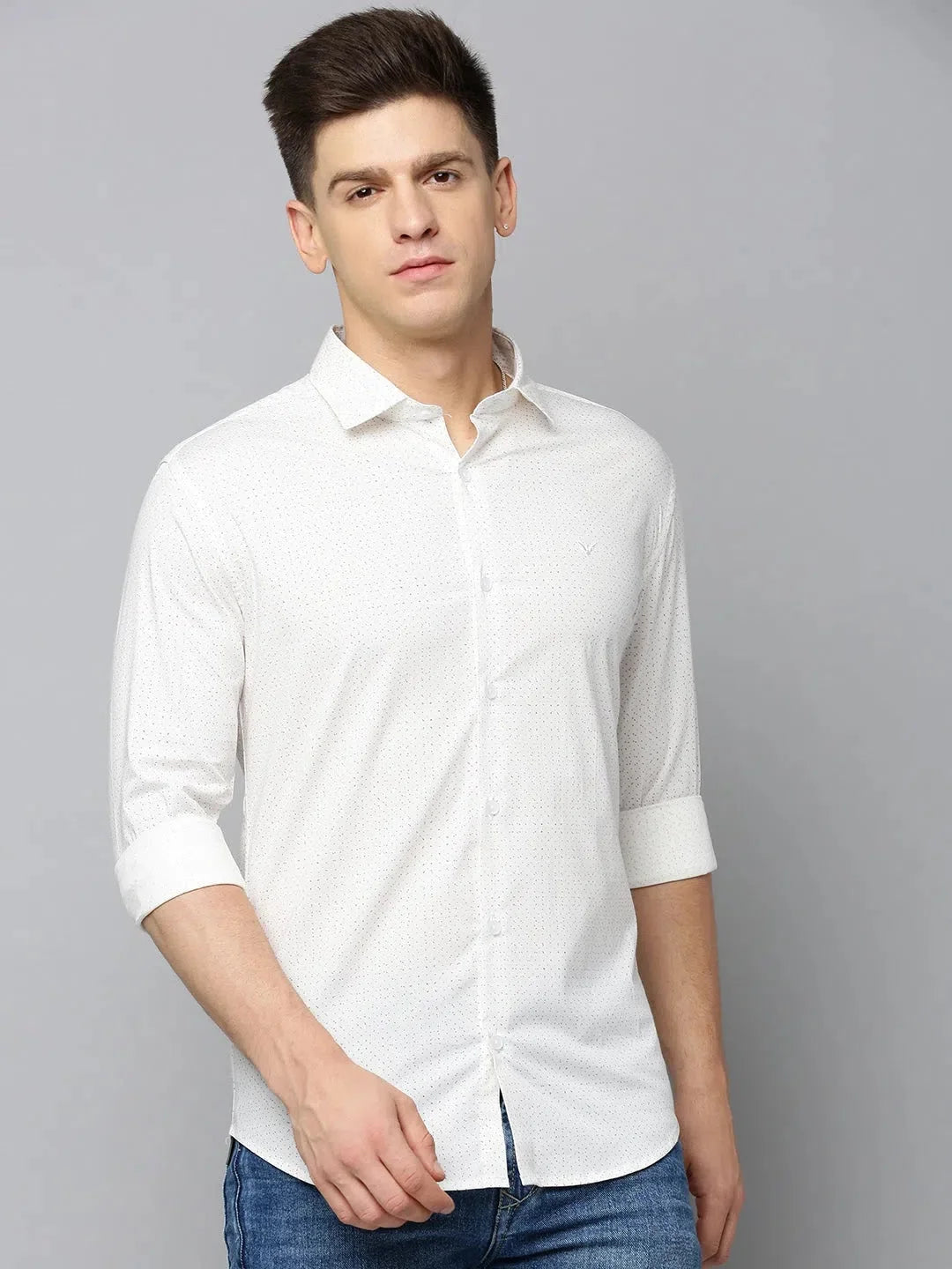 Off White Printed Mens Shirt - DesiQlo Cotton Casual Shirt