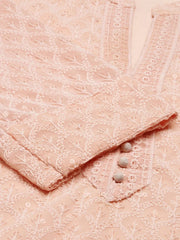 Women's Pink Embroidered Kurta SetKC-3334-Peach