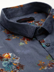 Men Blue Printed Casual Shirt-PARKERPRINT-1544-Blue