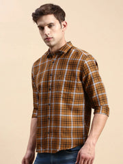 Men Yellow Checked Casual Shirt-BLAZOCHECKS-4657-Mustard