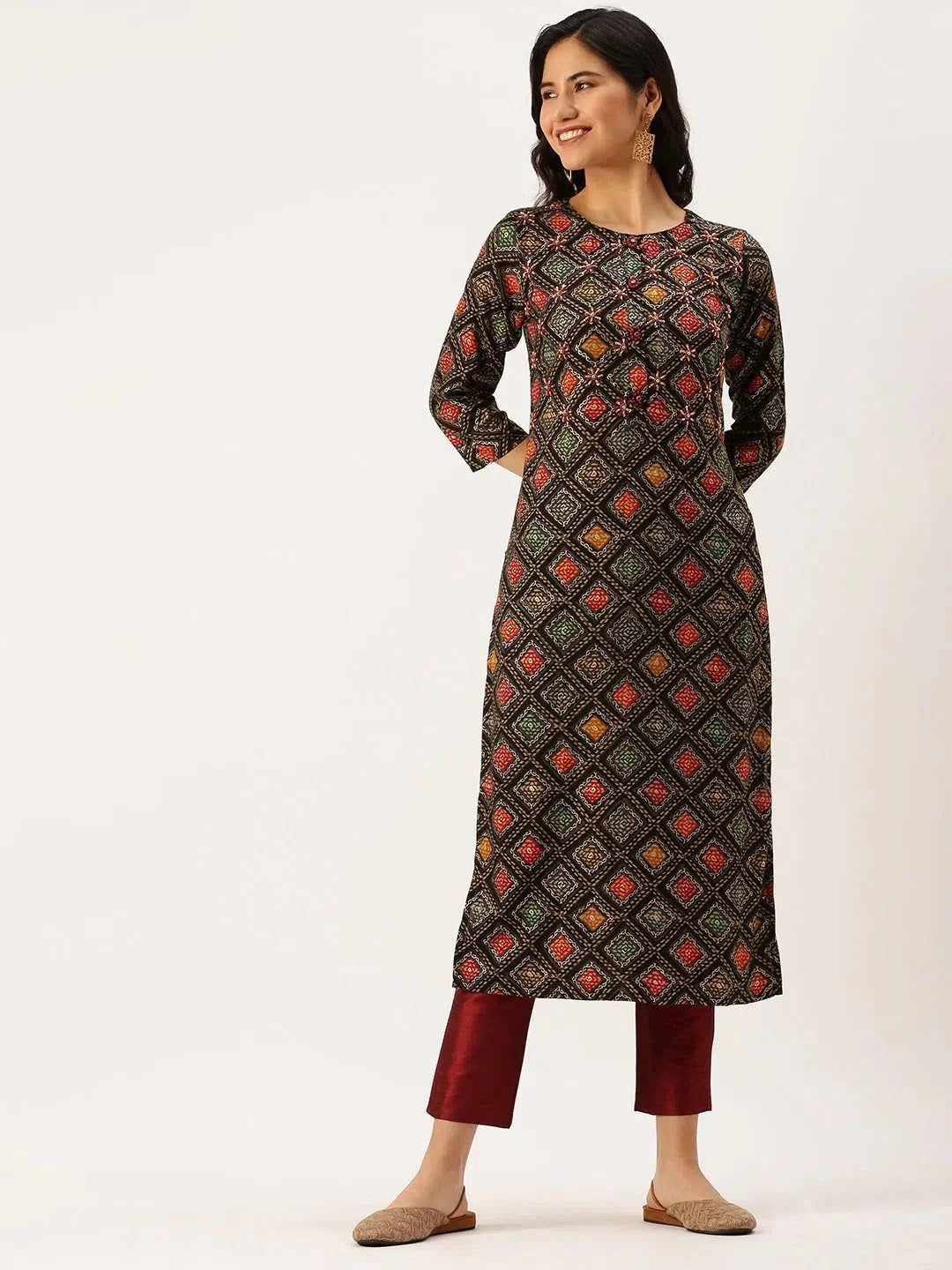 Stylish Multi-Printed Cotton Indian Kurta for Ladies