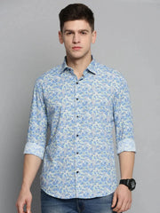 Men Blue Printed Casual Shirt-CARLOSPRINT-3241-Blue