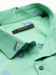 Men Green Printed Casual Shirt-GURJANPRINT-5416-Green