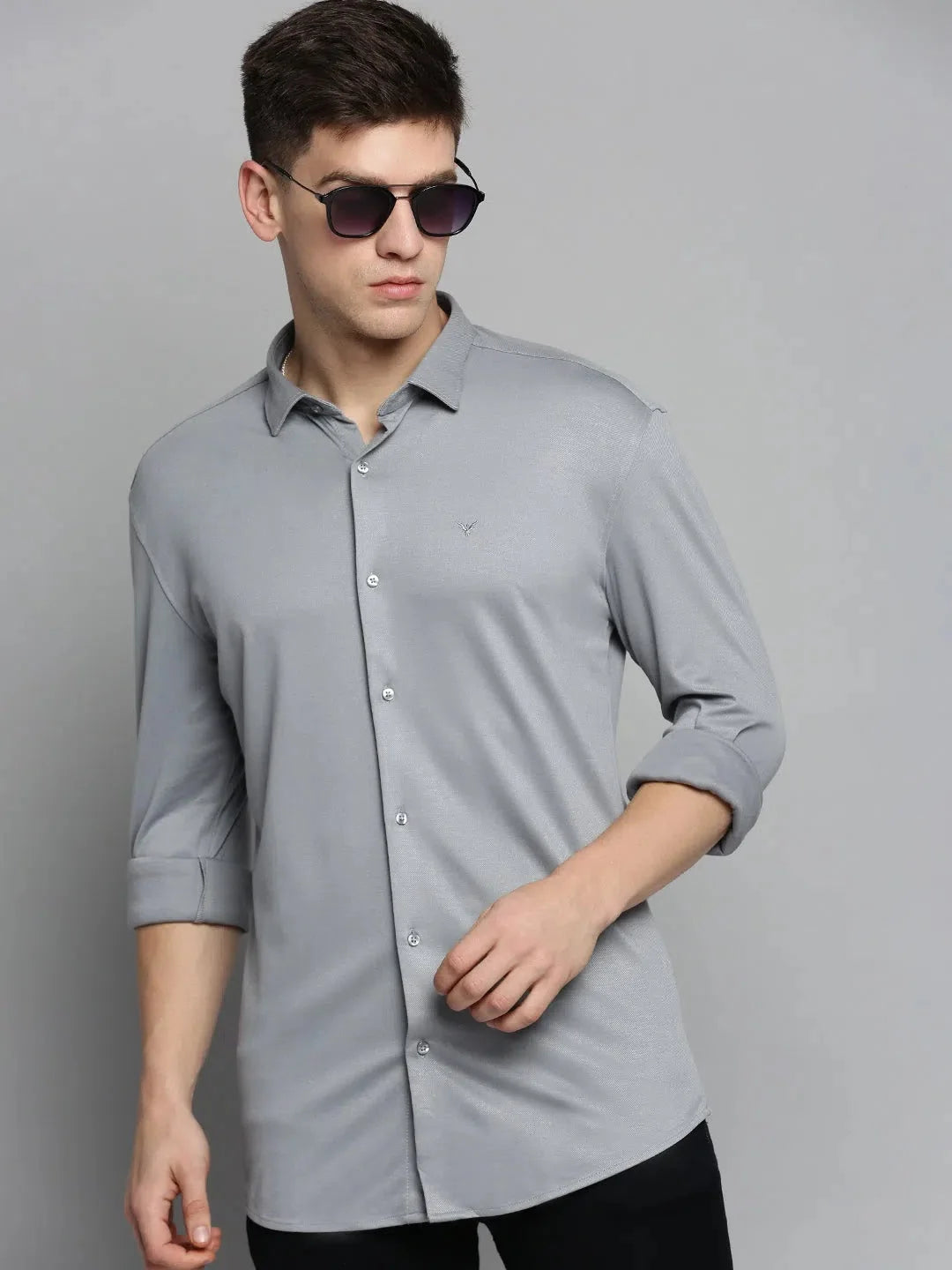 Grey Solid Mens Shirt - Stylish Cotton Shirt | DesiQlo