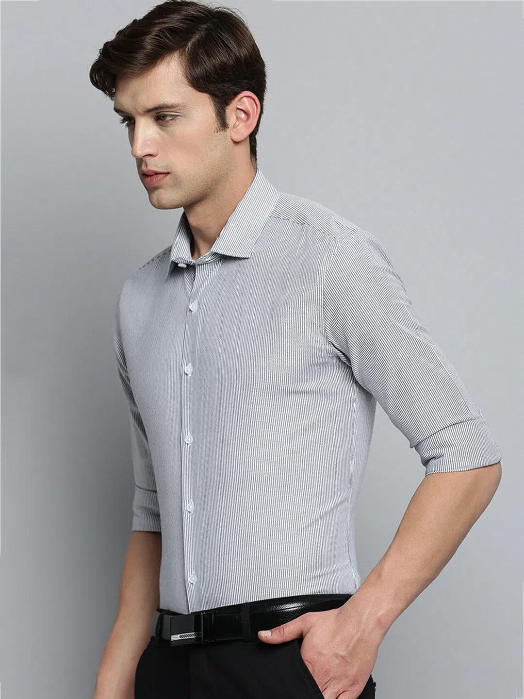 White Striped Formal Shirts - DesiQlo Cotton Mens Shirt