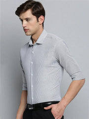 Men White Striped Formal Shirt-NEXORITESTRIPES-KP037-White