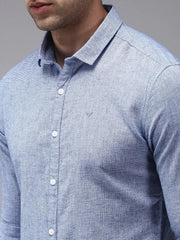 Men Blue Solid Casual Shirt-SOFTLINENSTRIPE-1707-Blue