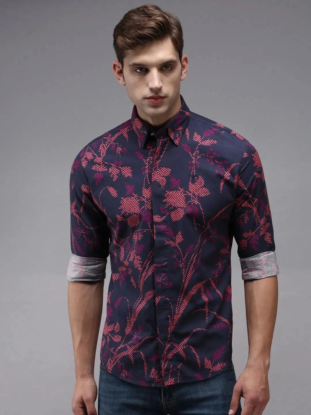 Men's Blue Printed Cotton Shirt | Stylish Casual Shirt
