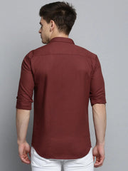 Men Orange Solid Casual Shirt-BENTLEYPLAIN-1834-Rust