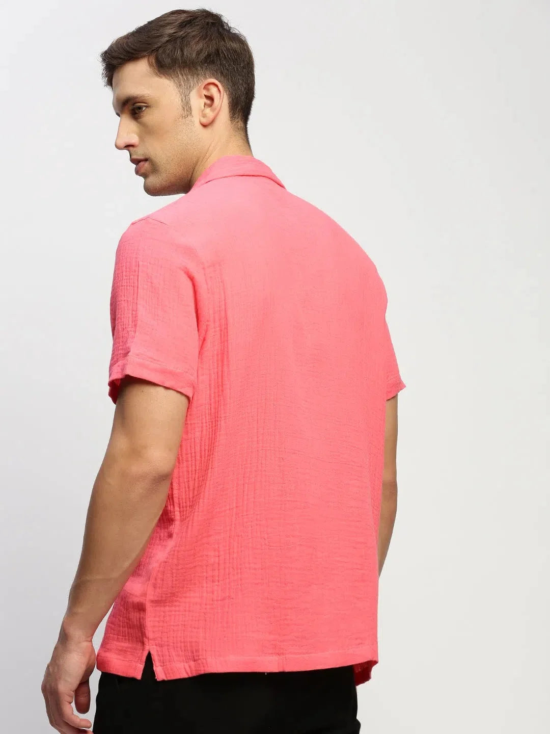 Pink Cotton Mens Shirt - Solid Formal Shirts from DesiQlo