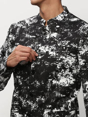 Men Black Printed Casual Blazers-SOBLZ-083-1-Black