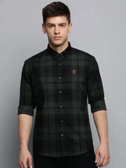 Men Green Checked Casual Shirt-RAFFLERIMPORTCHECKS-4749-Green