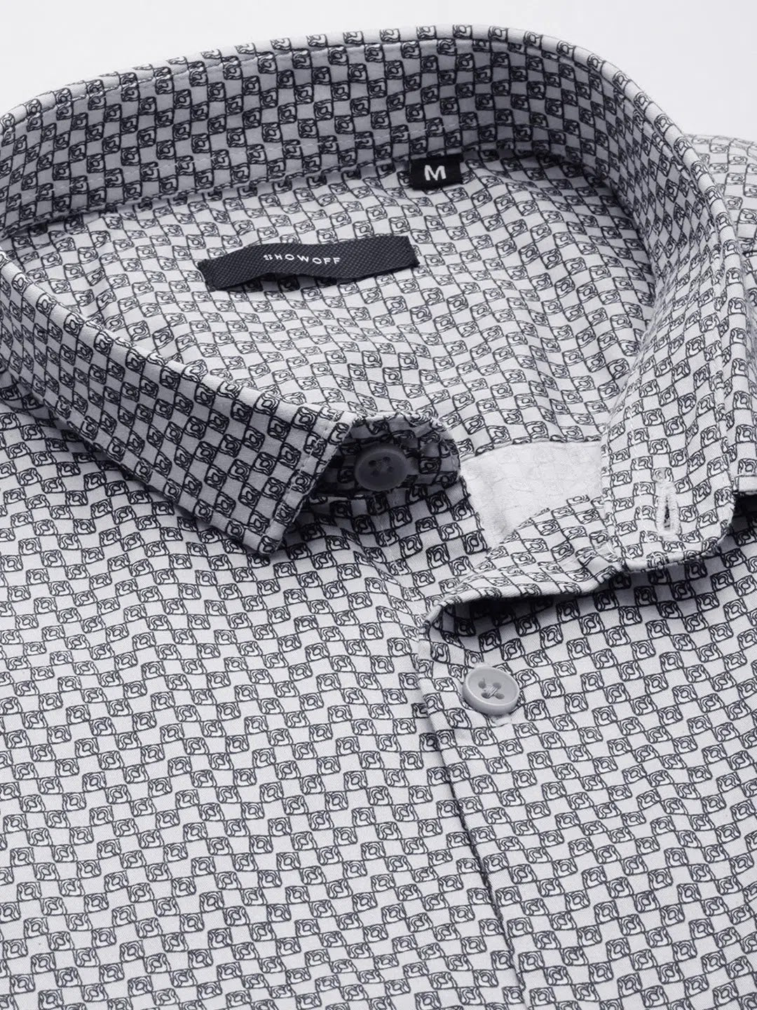 Cream Printed Mens Shirt - Stylish Cotton Casual Shirt